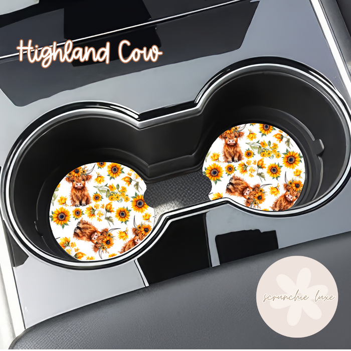 Car Coasters - Highland Cow (2pk)