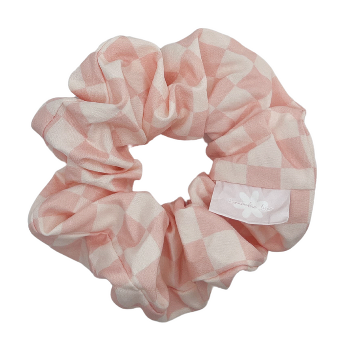 Baby Pink Checkered Scrunchie