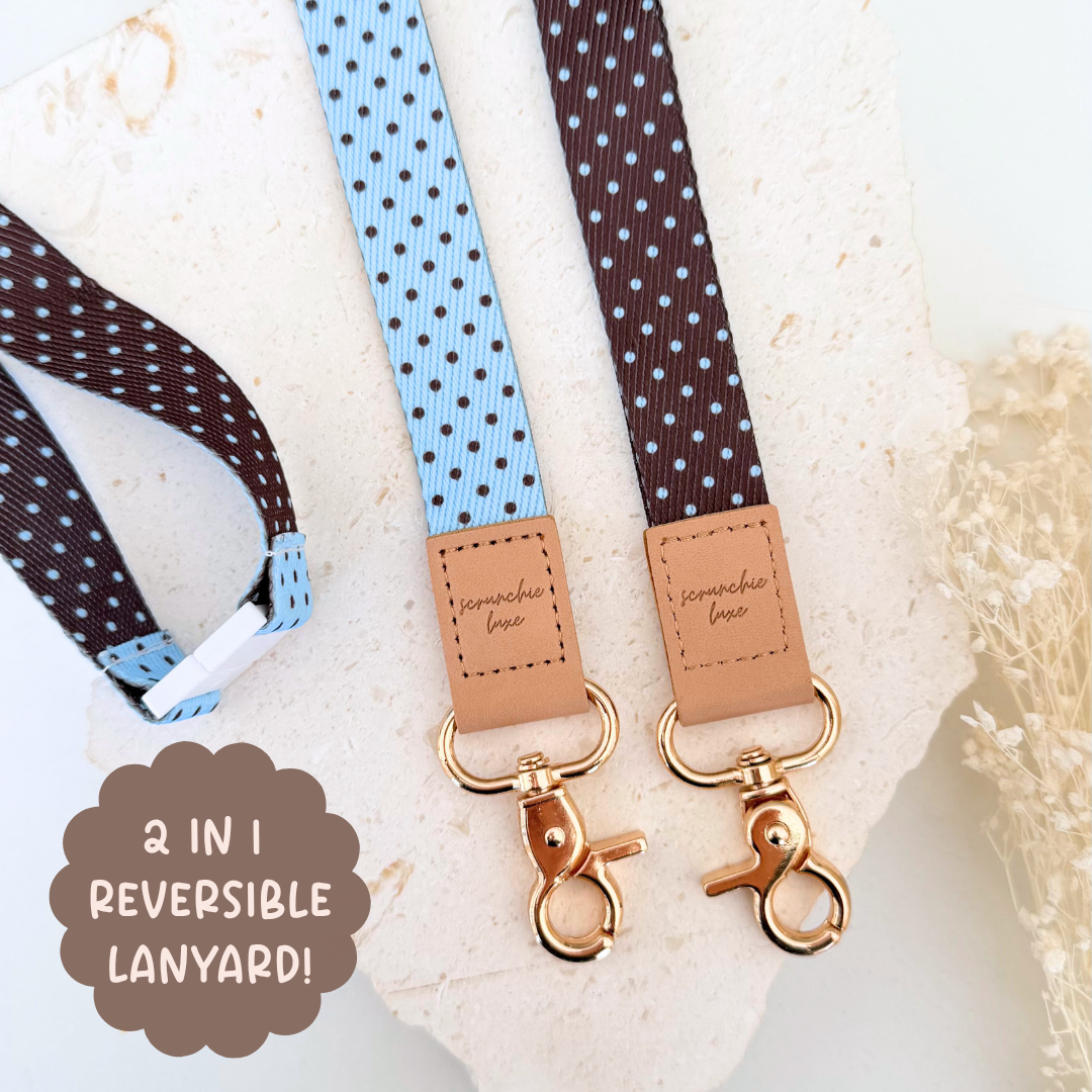 Cocoa Club Blueberry Reversible Fabric Lanyard