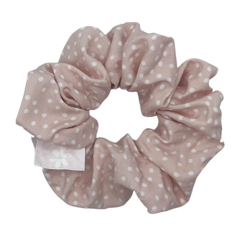 Blush Polka Dots Scrunchie