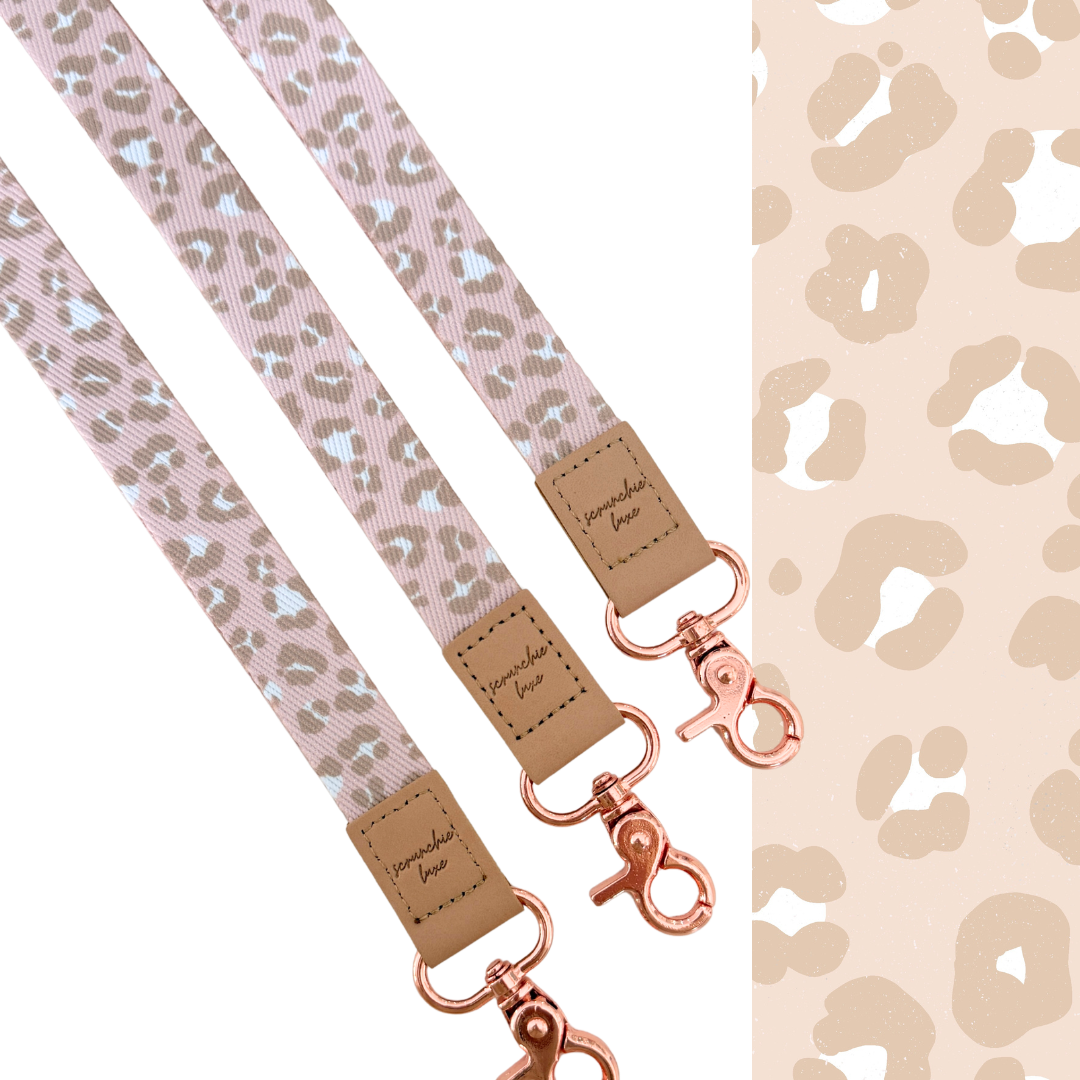 Beige Leopard Fabric Lanyard