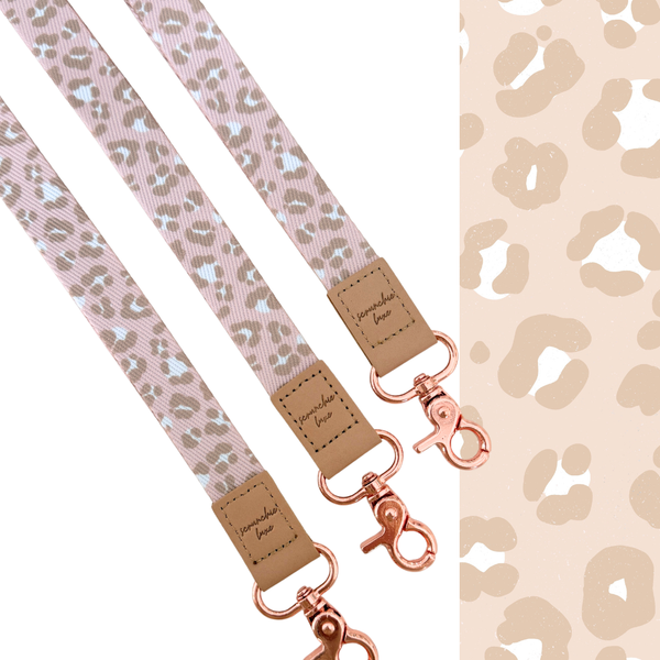 Beige Leopard Fabric Lanyard
