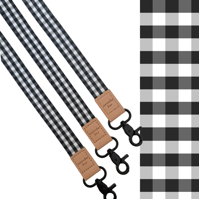 Midnight Gingham Fabric Lanyard