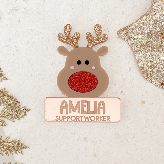 Reindeer Deluxe Name Badge