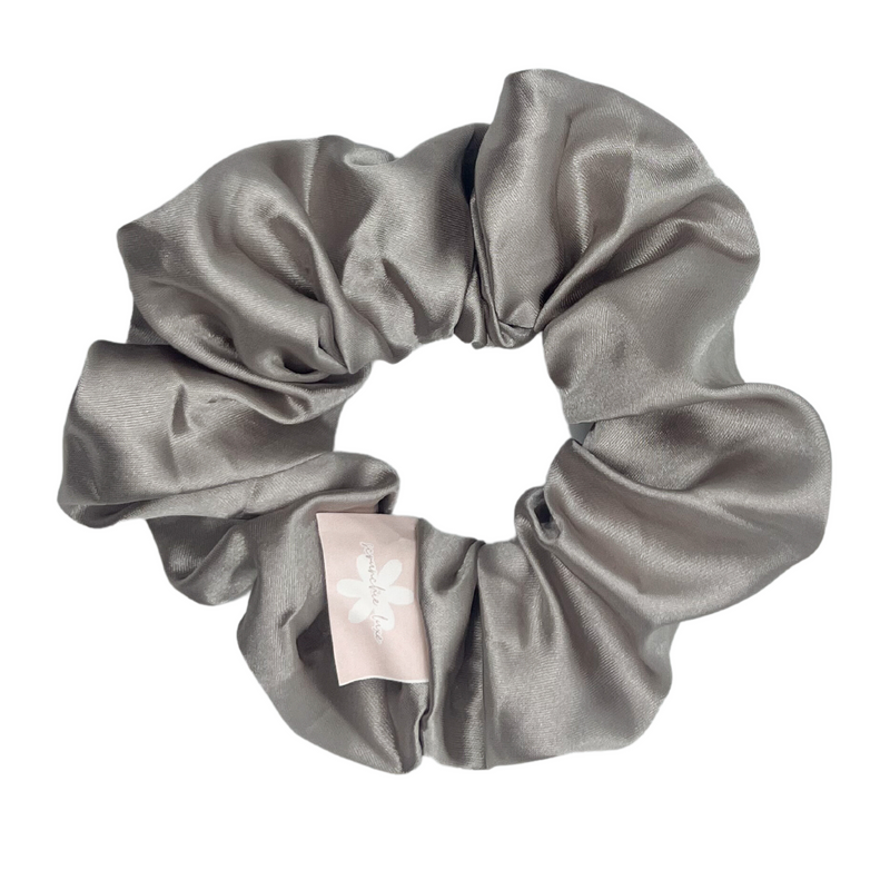 Grey Satin Scrunchie