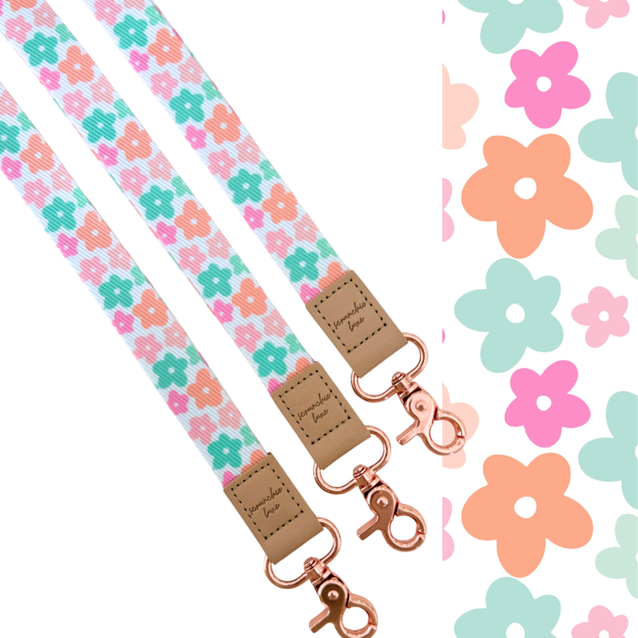 Pastel Blossom Fabric Lanyard