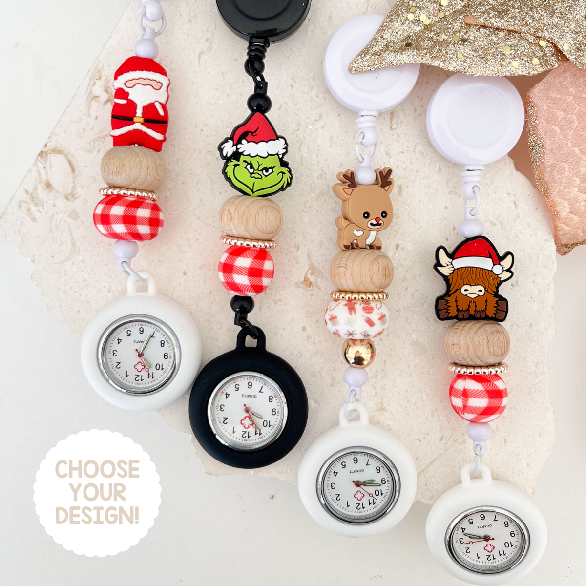 Christmas Beaded Medical Fobs