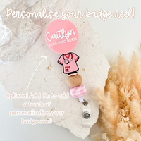 Beaded Badge Reel - Sage Daisy