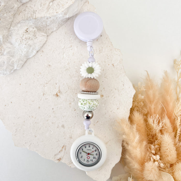 Beaded Medical Fob - Sage Daisy