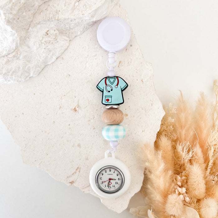 Beaded Medical Fob - Teal Scrubs