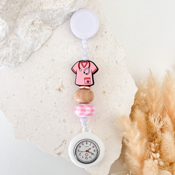 Beaded Medical Fob - Pink Scrubs