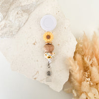 Beaded Badge Reel - Sunflower