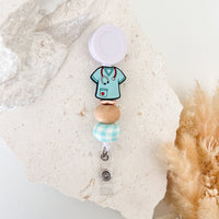 Beaded Badge Reel - Teal Scrubs