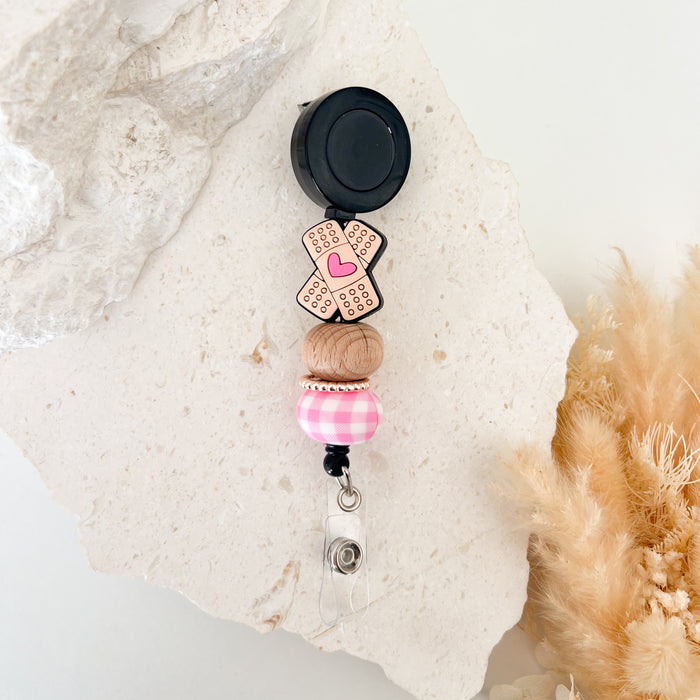 Beaded Badge Reel - Bandaid
