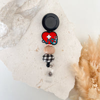 Beaded Badge Reel - Heartbeat