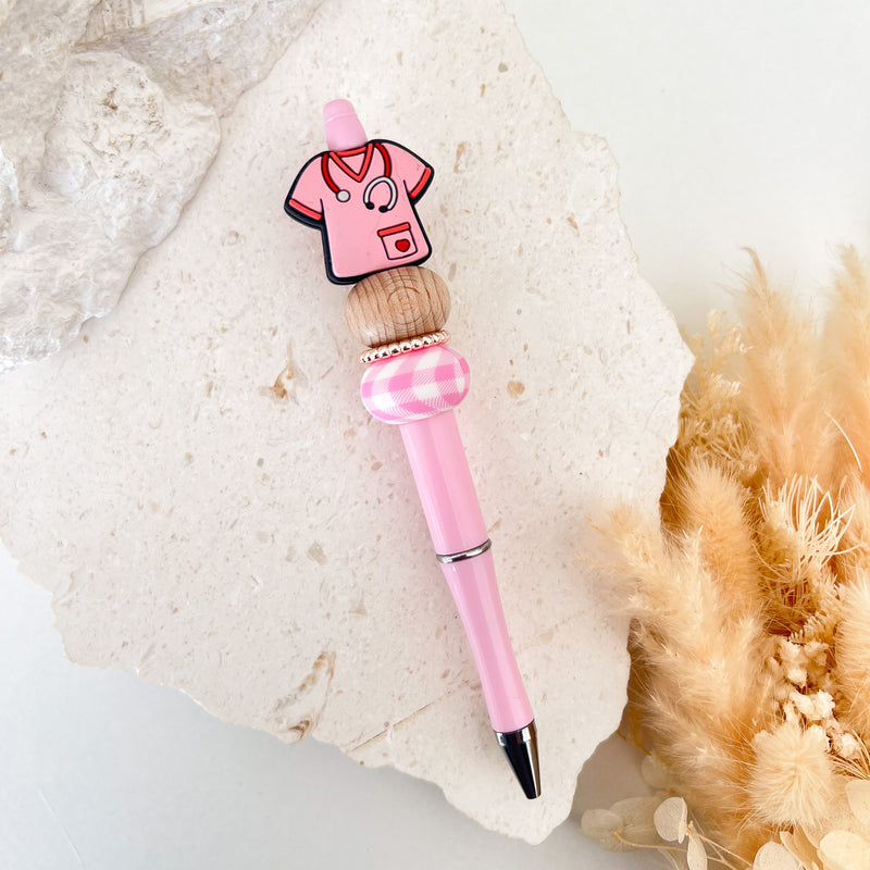 Beaded Pen - Pink Scrubs
