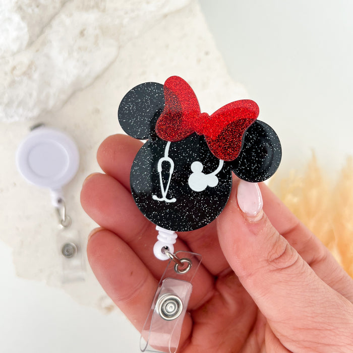 Acrylic Badge Reel - Black Minnie