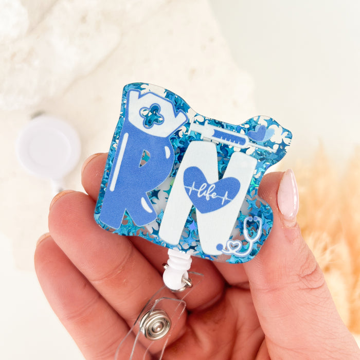 Acrylic Badge Reel - RN Blue