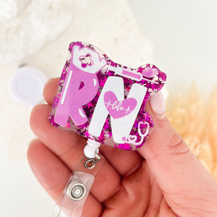 Acrylic Badge Reel - RN Purple