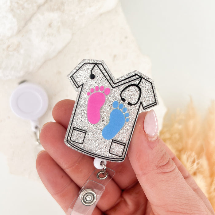 Acrylic Badge Reel - Midwife Scrubs