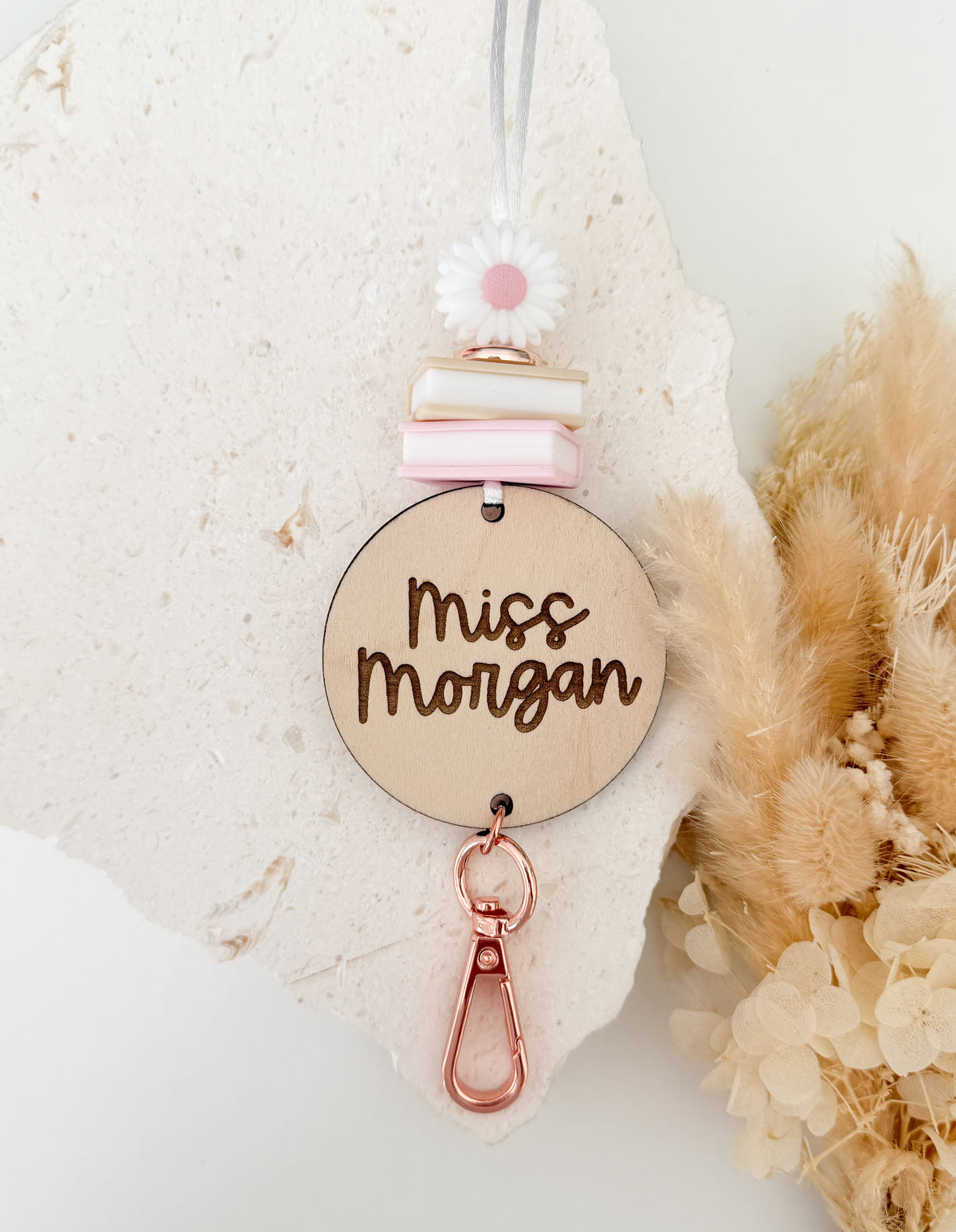 Blush Petal&Pages Personalised Lanyard