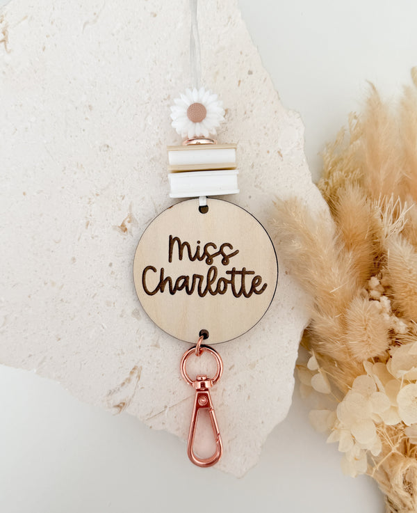Beige Petal&Pages Personalised Lanyard