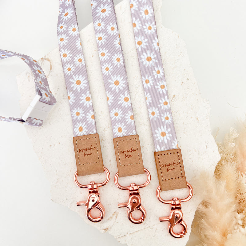 Lavender Daisies Fabric Lanyard