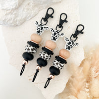 Black Cow Print Keychain